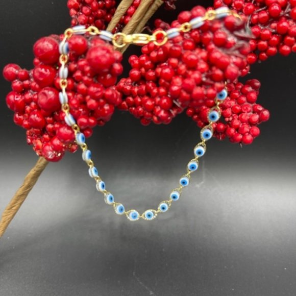 Evil Eye Anklet - 14K Gold Plated – Amulet Anklet - Beach Jewelry - Picture 4 of 10